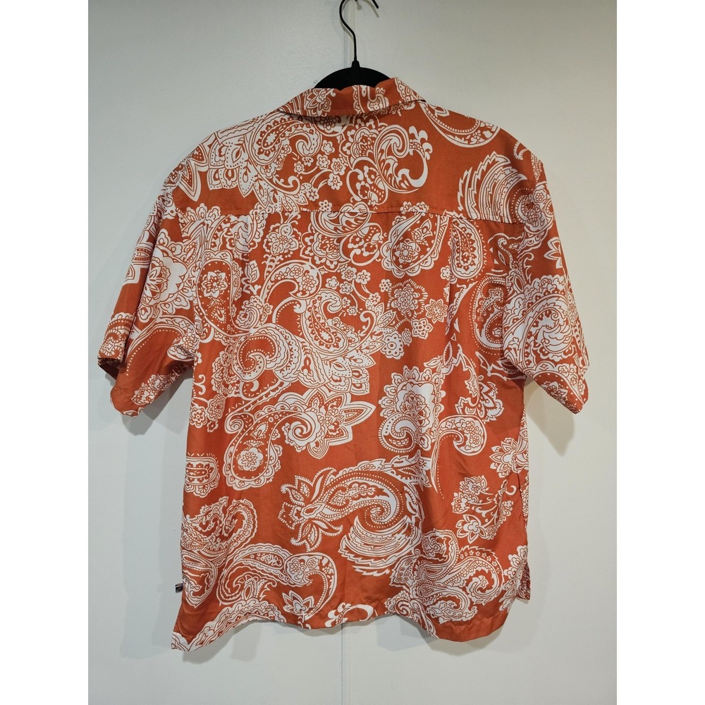 OP Shirt Mens Medium Orange Paisley Hawaiian Aloha Button Up Short Sleeve Casual - Picture 2 of 6